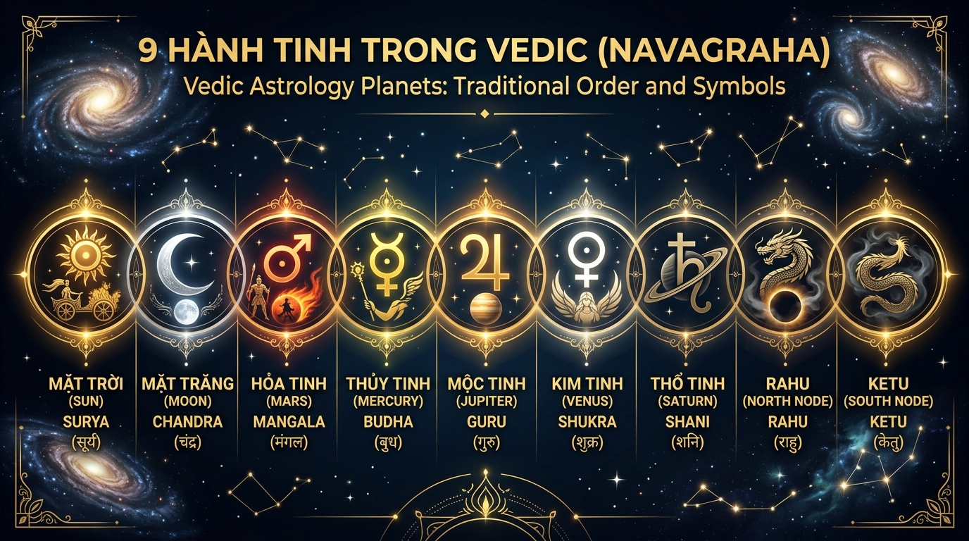 9 Graha trong Chiêm Tinh Vedic: Ý Nghĩa Từ Sun đến Ketu